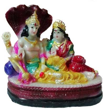 Nimkar's Lord Vishnu with Lakshmi Rest Upon Shesha Naag Idol Decorative Showpiece  -  13 cm