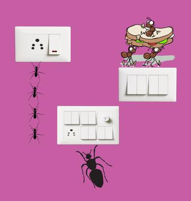 Creatick Studio 8 cm Switch Board Sticker - - Switch Panel Stickers Wall Sticker Set of 3 - Light Switch Sticker Self Adhesive Sticker