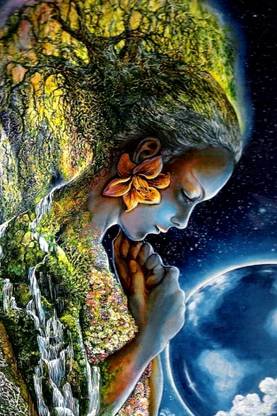 Impression Wall 30 cm Earth Lady Poster Without Frame 12 X 18 inch Self Adhesive Sticker