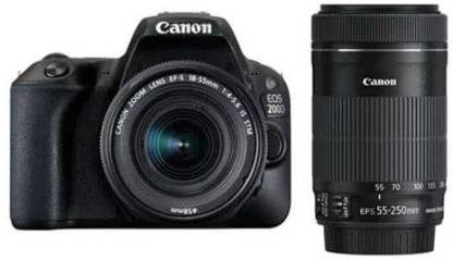 Canon EOS 200D DSLR Camera Body with Dual Lens: EF-S18-55 IS STM + EF-S 55-250 IS STM (16 GB SD Card + Camera Bag)