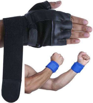 ड्रीमपेलेस इंडिया Combo of Gym Gloves With Wrist Support (Black) फिटनेस एक्सेसरी किट किट
