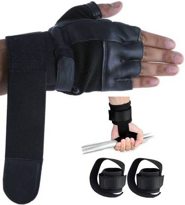 DreamPalace India Combo of Gym Gloves With Wrist Support (Black) Fitness Accessory Kit Kit