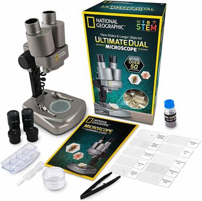 NATIONAL GEOGRAPHIC Dual LED Student Microscope - 50+ pc Science Kit