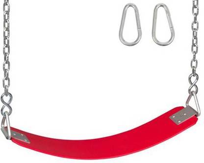 Swing Set Stuff INC. COMMERCIAL RUBBER BELT SEAT WITH CHAINS AND HOOKS (RED)