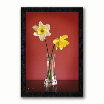 Poster N Frames UV Textured Decorative Art Print of Flower with wooden synthetic frame Digital Reprint 14 inch x 20 inch Painting