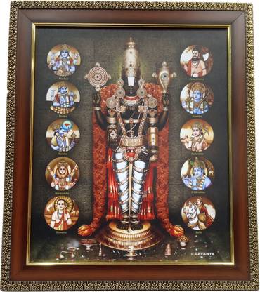C.K.Handicrafts Lord Vishnu Avatar Pigment Printing Photo with Frame Religious Frame