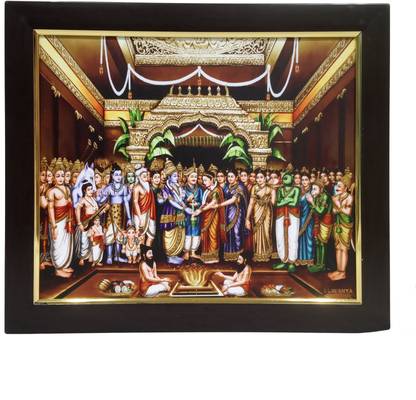 C.K.Handicrafts Srinivasa Kalyanam Pigment Printing Photo with Frame Religious Frame