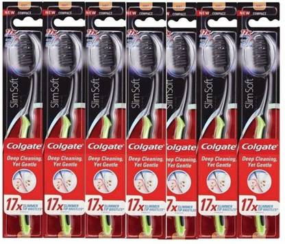 Colgate Charcoal Slimsoft 17x Slimmer Bristles Deep Clean Soft Toothbrush