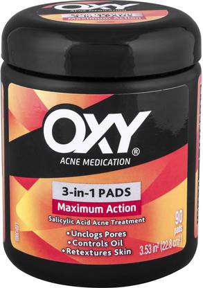 oxy Maximum Action 3-in-1 Acne Medication Treatment Pads, 90 CT