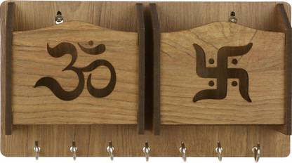 Suveharts MN_OmSwastikWT_ Wood Key Holder