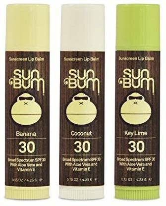 Sun Bum Spf30 Lip Balm Banana Coconut Lime 3 Pack Multiple Flavors