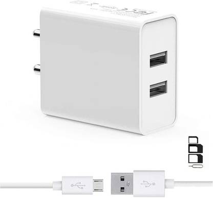 ShopsGeniune Wall Charger Accessory Combo for Oppo F7, Youth Oppo Realme 1, Oppo A3, Oppo F7, Oppo R15 Pro, Oppo R15, Oppo A1, Oppo A71 (2018), Oppo A83, Oppo F5 Youth, Oppo F5, Oppo R11s Plus, Oppo R11s, Oppo A77 (Mediatek), Oppo R11, Oppo R11 Plus, Oppo A77, Oppo A71, Oppo A39, Oppo F3, Oppo F3 Plus, Oppo A57, Oppo F1s, Oppo R9s Plus, Oppo R9s, Oppo A37 Dual Port Charger Original Adapter Like Wall Charger, Mobile Power Adapter, Fast Charger, Android Smartphone Charger, Battery Charger, High Speed Travel Charger With 1 Meter Micro USB Cable Charging Cable Data Cable