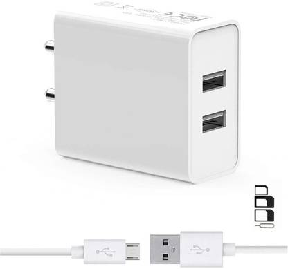 ShopReals Wall Charger Accessory Combo for Lenovo A616, Lenovo A3900, Lenovo A6000 Plus, Lenovo A1900, Lenovo K3 Note, Lenovo Vibe Shot, Lenovo A7000 Plus, Lenovo A7000, Lenovo A5000, Lenovo Tab 2 A10-70, Lenovo P70, Lenovo Tab 2 A8-50, Lenovo Tab 2 A7-30, Lenovo Tab 2 A7-20, Lenovo Tab 2 A7-10 Dual Port Charger Original Adapter Like Wall Charger, Mobile Power Adapter, Fast Charger, Android Smartphone Charger, Battery Charger, High Speed Travel Charger With 1 Meter Micro USB Cable Charging Cable Data Cable