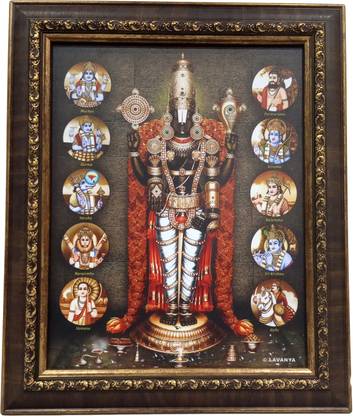 C.K.Handicrafts Lord Vishnu Avatar Pigment Printing Photo with Frame Small SIze Religious Frame