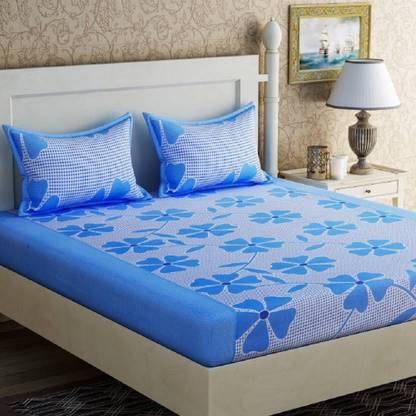 Shree RT 140 TC Polycotton Double 3D Printed Flat Bedsheet