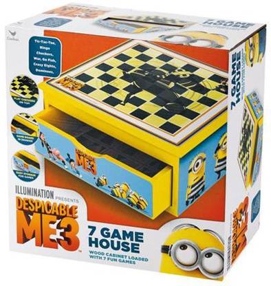 Cardinal Games Despicable Me 3 - Wooden 7-Game House Strategy & War Board Game