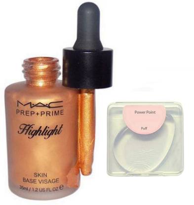 Power point silicone puff, mac prep+prime highlight