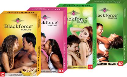 Black Force Banana,Bubblegum,Green Appy And Jasmine Flavor Condom