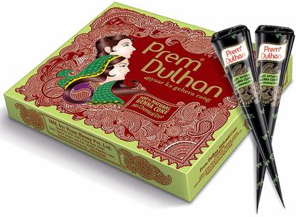 Prem Dulhan Mehendi Cone 12pc in 1 box Natural Mehendi