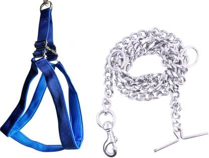 ADIOS 1 INCH BLUE BODY BELT WITH HEAVY QUALITY DOG CHAIN Dog Harness & Chain
