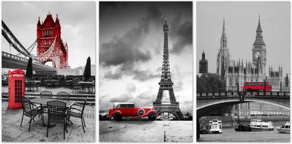 Art Amori Art Amori Beautiful Destination Of Europe 3 Piece MDF Painting Digital Reprint 12 inch x 27 inch Painting