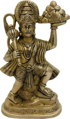 vinayakmoorti Simple Standing Brass Lord Hanuman Statue Decorative Showpiece  -  23 cm