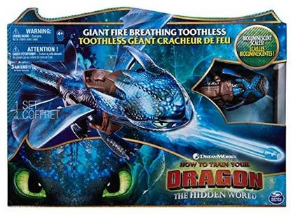 Dreamworks Dragons Giant Fire Breathing Toothless 20inch Dragon with Fire Breathing Effects and Bioluminescent Color for Kids Aged 4 and Up