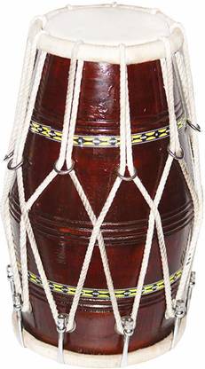 RAM musical Dholak in mango wood Brown polish Half set Wooden Bongo