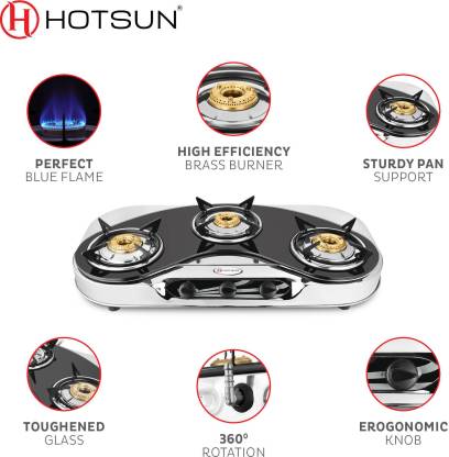 Hotsun Pearl Glass, Stainless Steel Manual Gas Stove