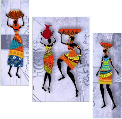 Art Amori African lady 3 piece MDF Painting Digital Reprint 18 inch x 24 inch Painting
