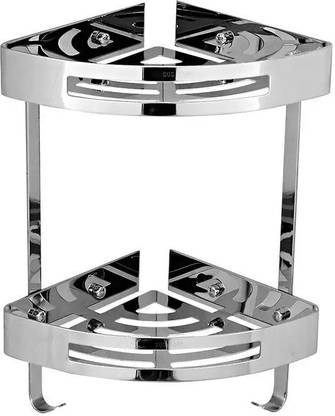 Tagve Stainless Steel Bathroom Shelf Double Layer Corner Shelf With Hanging Hook Stainless Steel Wall Shelf