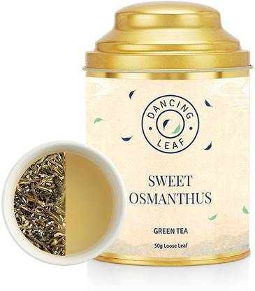 Dancing Leaf Sweet Osmanthus Green tea | Green Tea Blend | Loose Leaf(50 Gms) Unflavoured Green Tea Tin