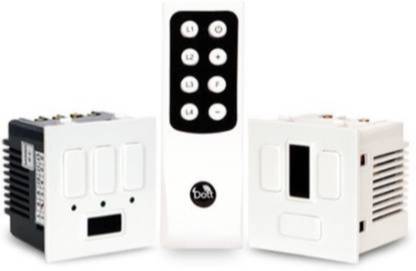 DOTT Modular Remote Control Switches for 3 Lights & 1 Fan 5 Amp One Way Wireless Electrical Switches(Pack of 1 Remote And 2 Switches) A Home Automation Device. 5 A One Way Electrical Switch