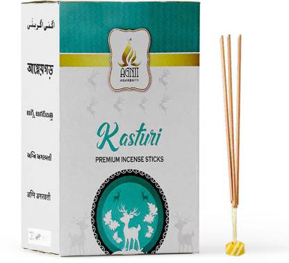 AGNII AGARBATTI Kasturi Incense Sticks (18 GRM Brown) Pack of 12 Kasturi