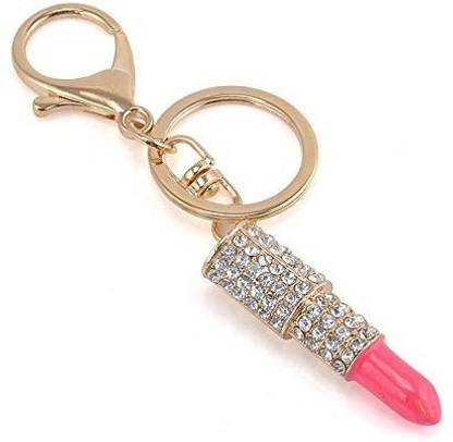 Stylish India Crystal Charm Lipstick Keychain Gift Key Chain