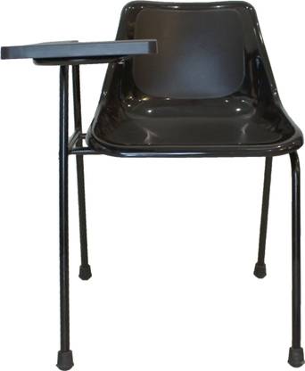 Finch Fox Student Chair with Glossy Seat & Writing Pad, Heavy 1" Inch Pipe, Anti Skid Buffer, in Black Glossy Color (Set of 2) NA Study Arm Chair