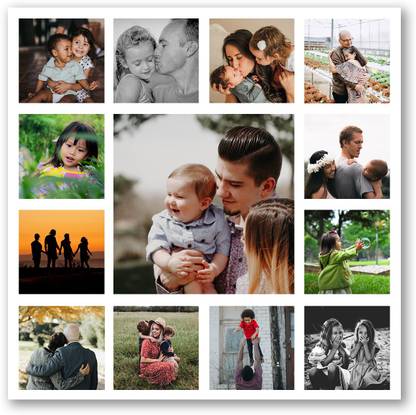 Personalized Photo Collage of 13 Photos (12x12 inches Mounted on 5mm Thick Foam Board) Paper Print