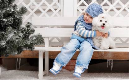 Beautiful Little Girl with Dog Poster for room and home décor Paper Print