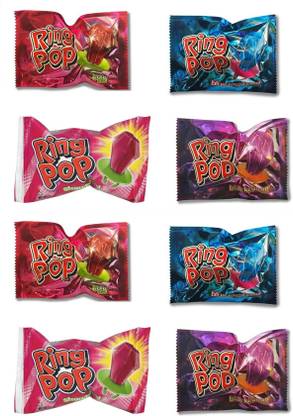 Ring Pop 4 Flavoured Combo Pack Of 2 Raspberry, Strawberry, Cola, Black Current Candy