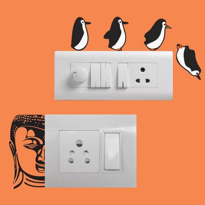 SUDARSHAN DESIGNS 7 cm Switch Board Sticker - Wall Decorative - Switch Panel Stickers Wall Sticker Set Of 2 - Light Switch Sticker Self Adhesive Sticker