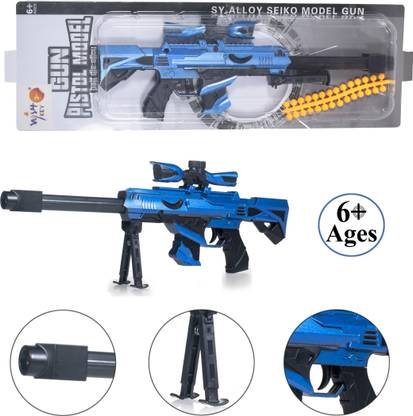 WISHKEY Pistol Model Gun With Soft Rubber Ball Bullet And Stand For Kids Guns & Darts