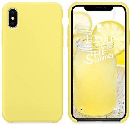 Midkart Back Cover for iPhone X (TEN) / XS Yellow Soft Liquid Silicone Case with Soft Microfiber Lining