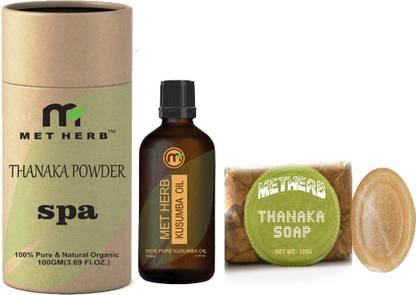 Metherb Thanaka Powder & kusumba oi 100ml with " Handmade Thanaka Soap