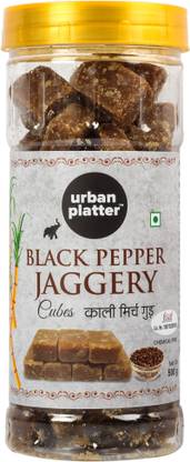 urban platter Black Pepper Jaggery Cubes, 500g [Pure, Kali Mirch Gud Block Jaggery