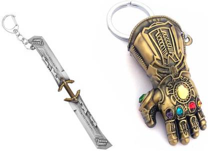 BORING Thanos Endgame Double Sided Sword with Thanos hand keychain Key Chain
