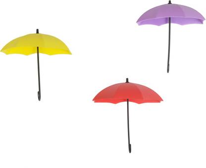 Cortina Colorful Umbrella Shape Key Holder with Wall Hook Drop Style Wall Hanging Decorative Umbrella Hooks Set for Keys organizing, Wall Décor-003 Plastic Key Holder