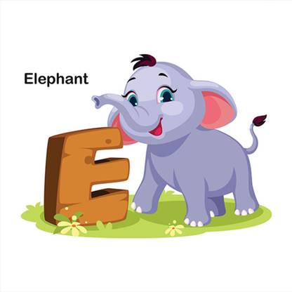 Artway 60 cm Alphabet E for Elephant Wall Sticker Self Adhesive Sticker