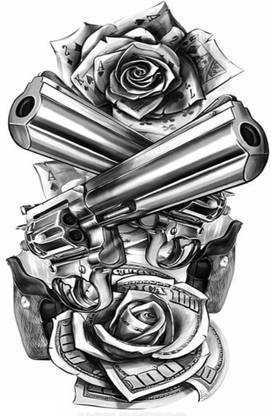 voorkoms rose double gun body tattoo