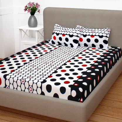Story@home 120 TC Cotton Double Polka Flat Bedsheet