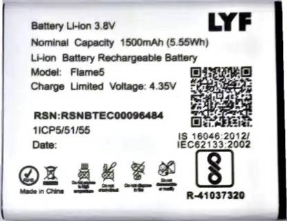 GIFFEN Mobile Battery For  LYF Flame 5 GP.S10